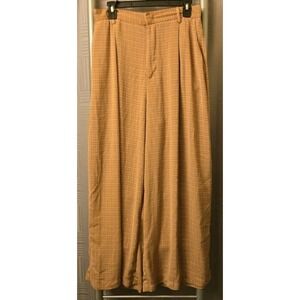 Tronjori Womens Brown Houndstooth Palazzo Pants Pleats Pockets XL Wide Leg 30x27